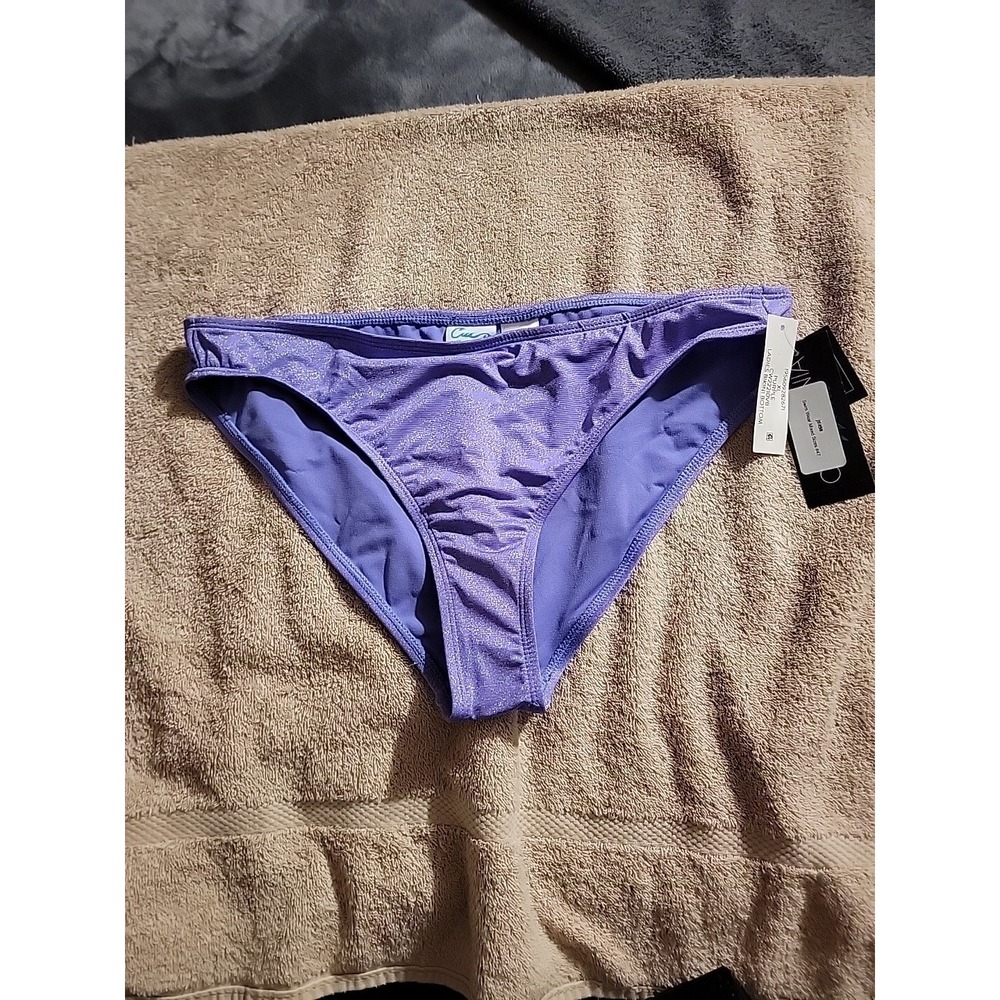 California Waves Womens Bikini Bottom Shimmer Metalic Purple Size XL NWT